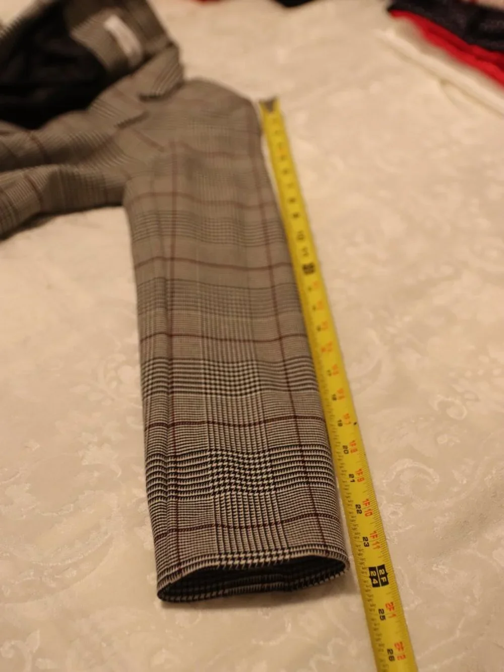 Calvin Klein Single Button Plaid Longline Blazer Tailored Slim Fit Size 4
